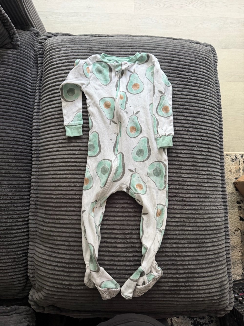 Simple Avocado Print Footed One-Piece in Mint